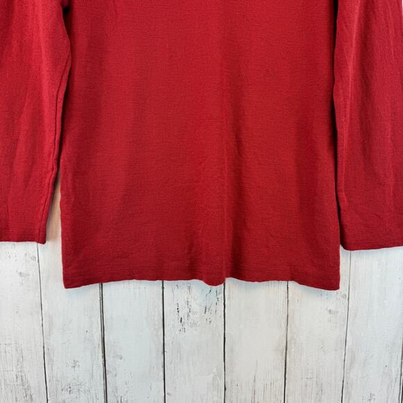 Vince Red Wool Essential Slim Bracelet Sleeve Crew Neck Sweater Pullover Large - Picture 5 of 14